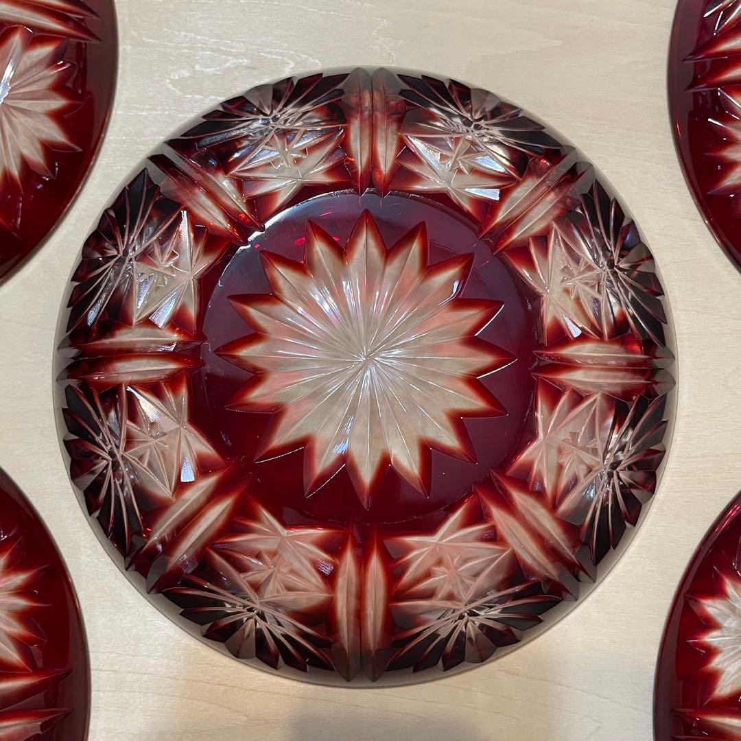 未使用　クリスタル•ダルク　色被切子　ボウル　鉢　　カメイガラス