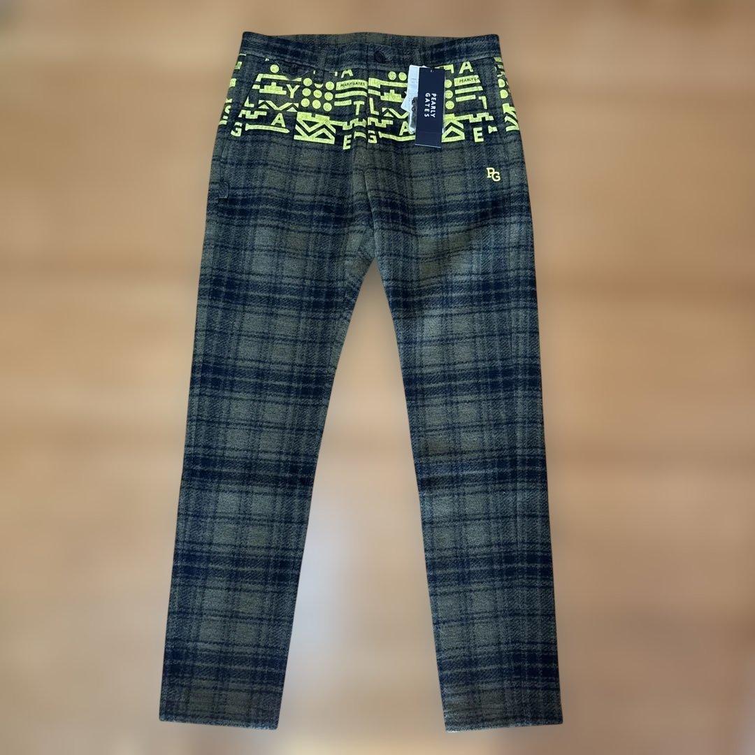 ☆新品☆ PEARLY GATES チェック柄パンツ M カーキ×黒×黄　秋冬