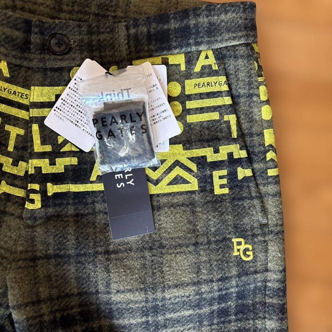 ☆新品☆ PEARLY GATES チェック柄パンツ M カーキ×黒×黄　秋冬