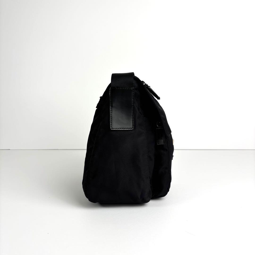 極美品 PRADA プラダ ショルダーバッグ テスートナイロン レザー ブラック
