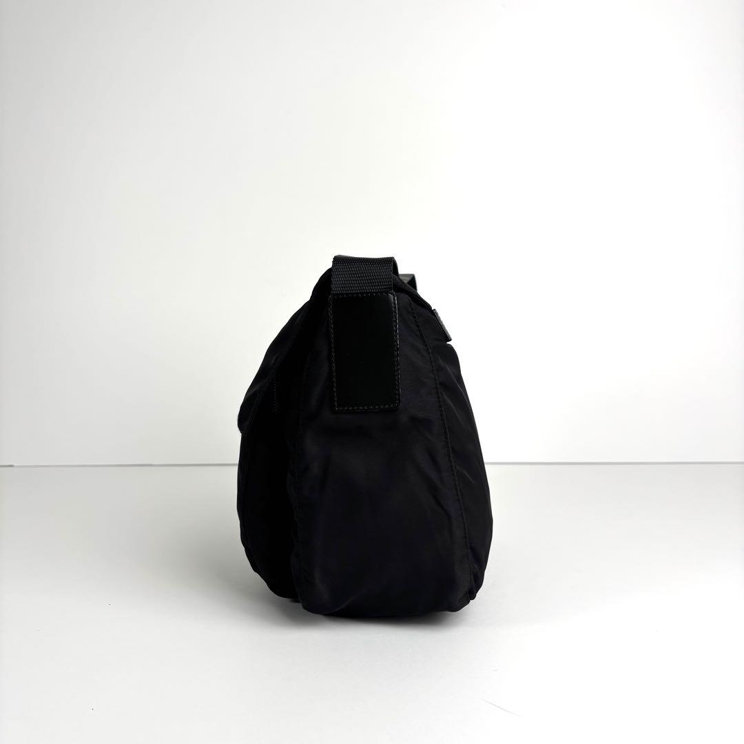 極美品 PRADA プラダ ショルダーバッグ テスートナイロン レザー ブラック