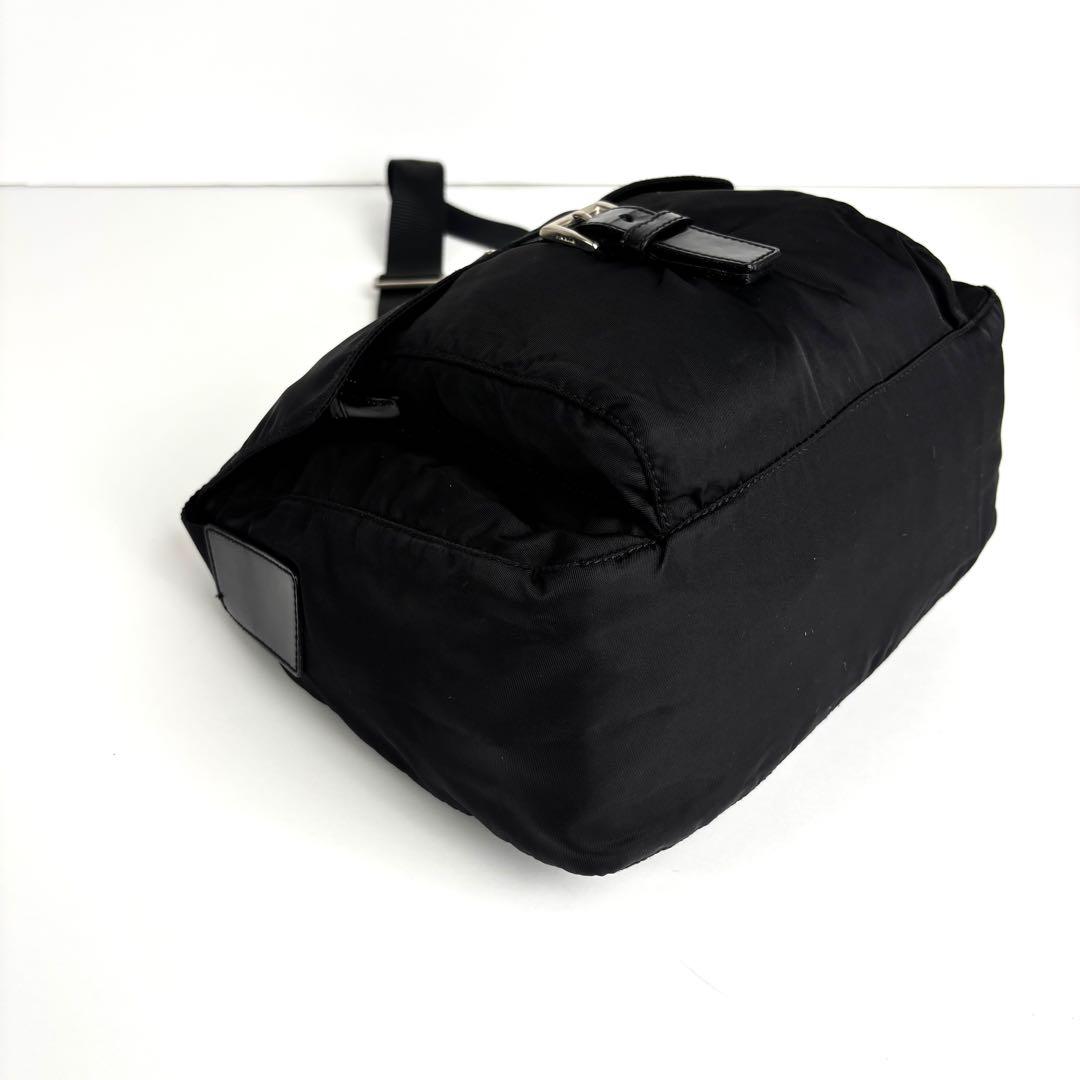 極美品 PRADA プラダ ショルダーバッグ テスートナイロン レザー ブラック