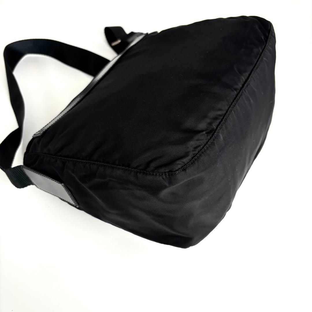 極美品 PRADA プラダ ショルダーバッグ テスートナイロン レザー ブラック