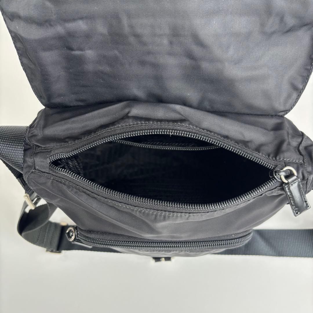 極美品 PRADA プラダ ショルダーバッグ テスートナイロン レザー ブラック