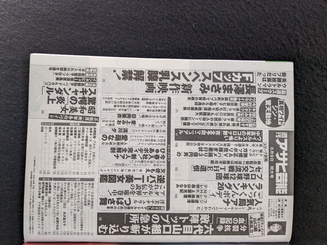 週刊アサヒ芸能　つばさ舞　長澤まさみ　高部知子　松田聖子　ミスコン　新人アナ
