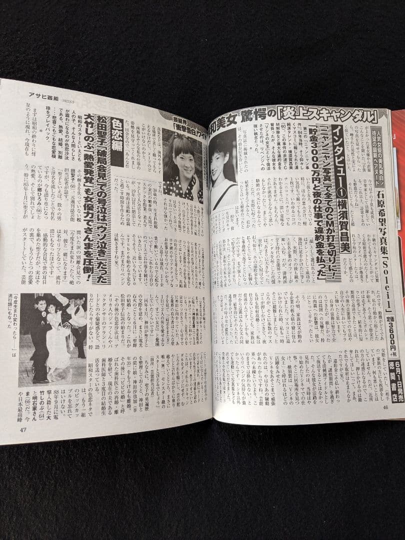 週刊アサヒ芸能　つばさ舞　長澤まさみ　高部知子　松田聖子　ミスコン　新人アナ