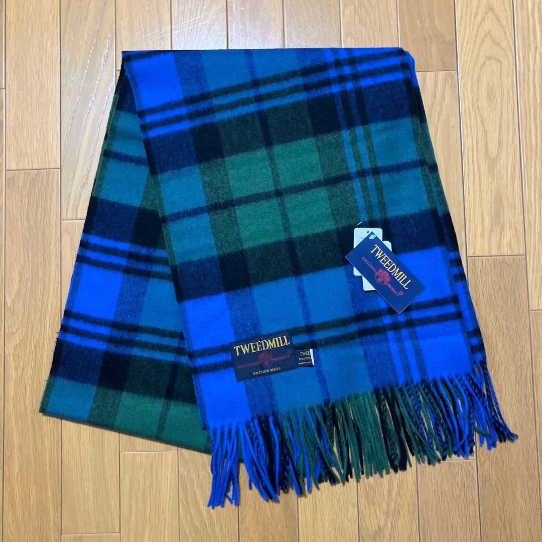 新品未使用TWEEDMILL ツイードミル ストール2025AW ブルーグリーン