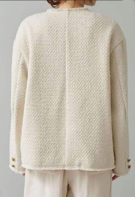 PUAL CE CIN リングツイードノーカラージャケット