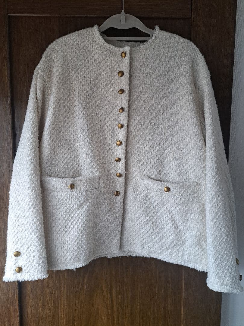 PUAL CE CIN リングツイードノーカラージャケット