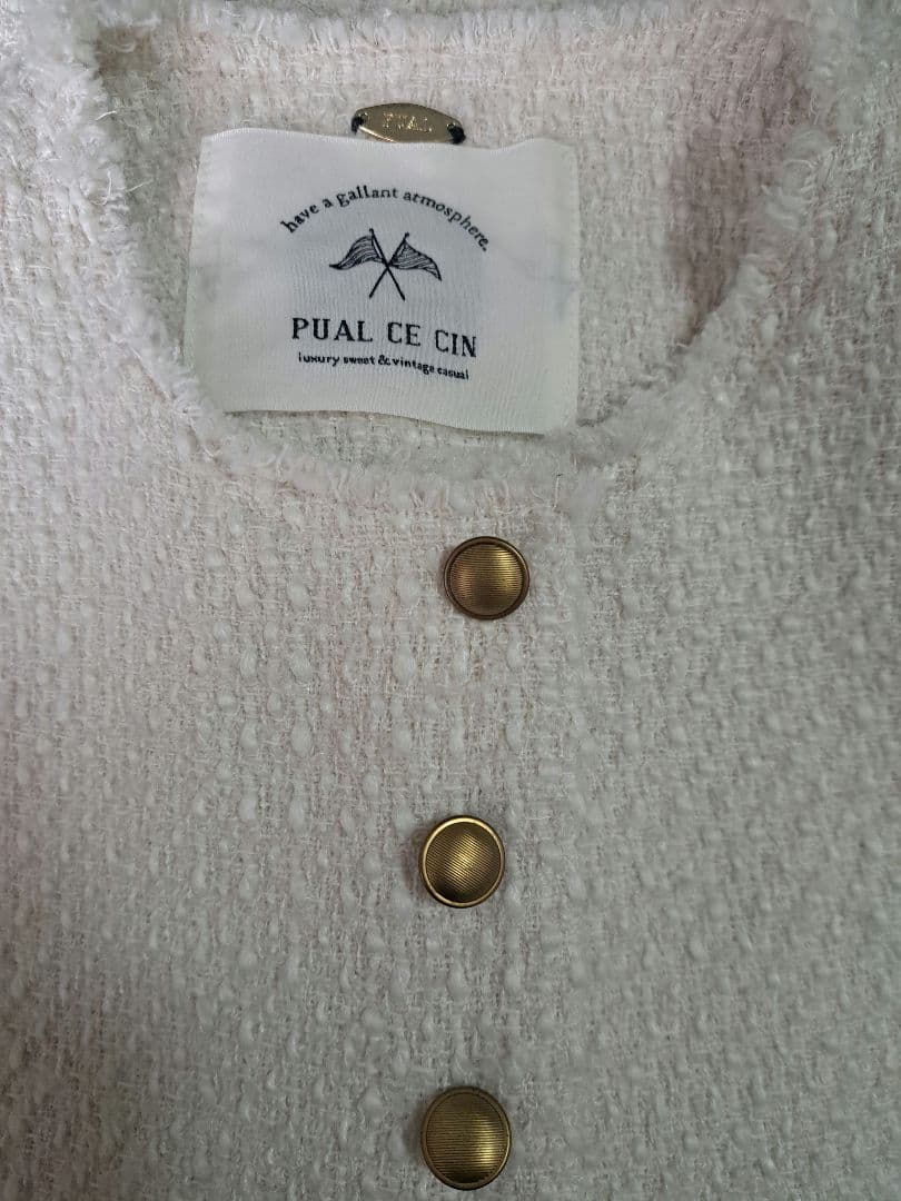 PUAL CE CIN リングツイードノーカラージャケット