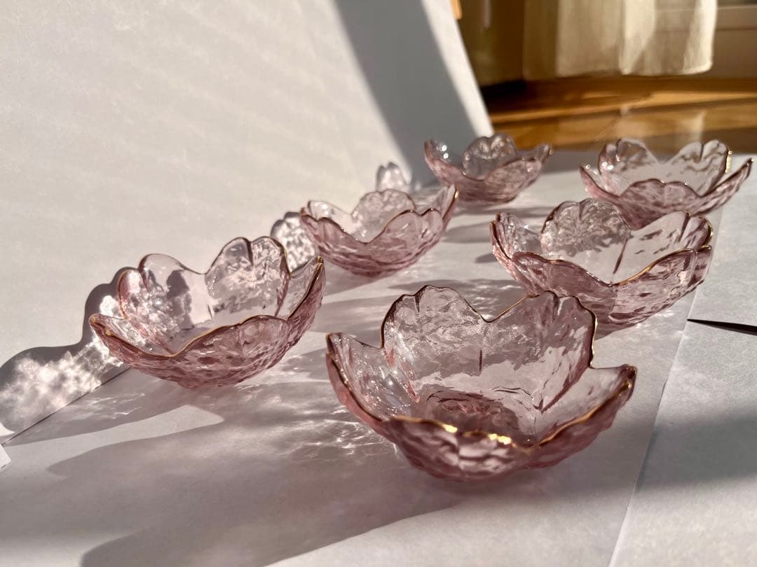 金縁 桜小鉢 20枚 ガラス サクラピンク 和食器小皿取り皿醤油豆皿