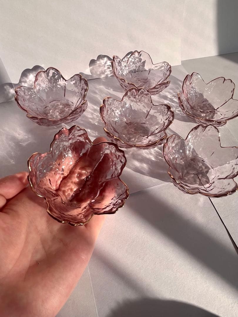 金縁 桜小鉢 20枚 ガラス サクラピンク 和食器小皿取り皿醤油豆皿