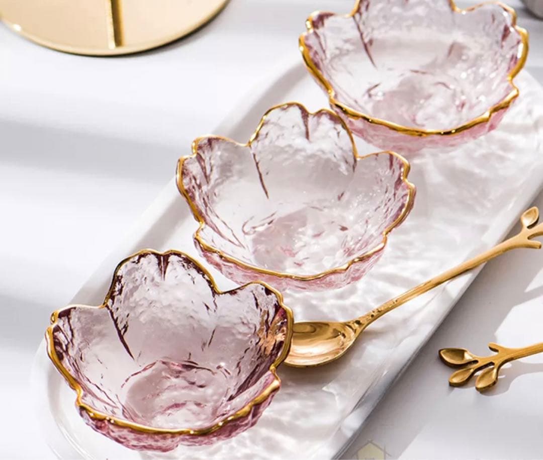 金縁 桜小鉢 20枚 ガラス サクラピンク 和食器小皿取り皿醤油豆皿