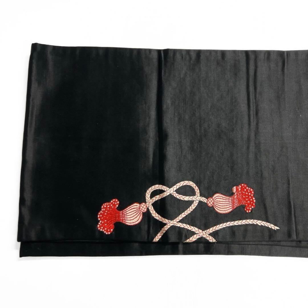 アンティーク　開き名古屋帯　刺繍　打ち出の小槌　鈴　花模様　着物　103a d