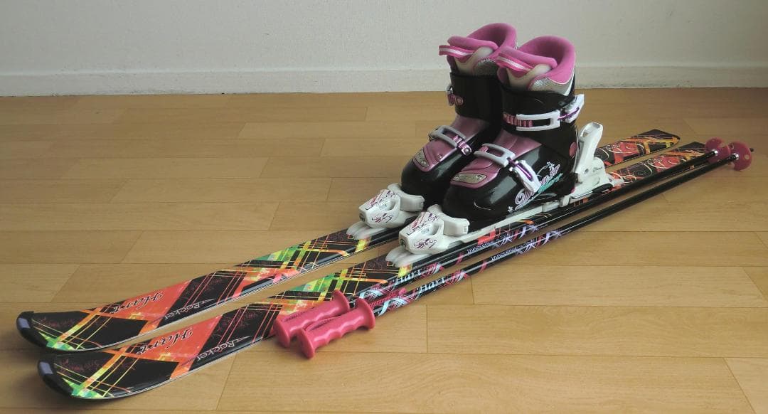 ■■送料無料■ハート■子供用スキーセット■板130/靴23■WAX済■女の子■■