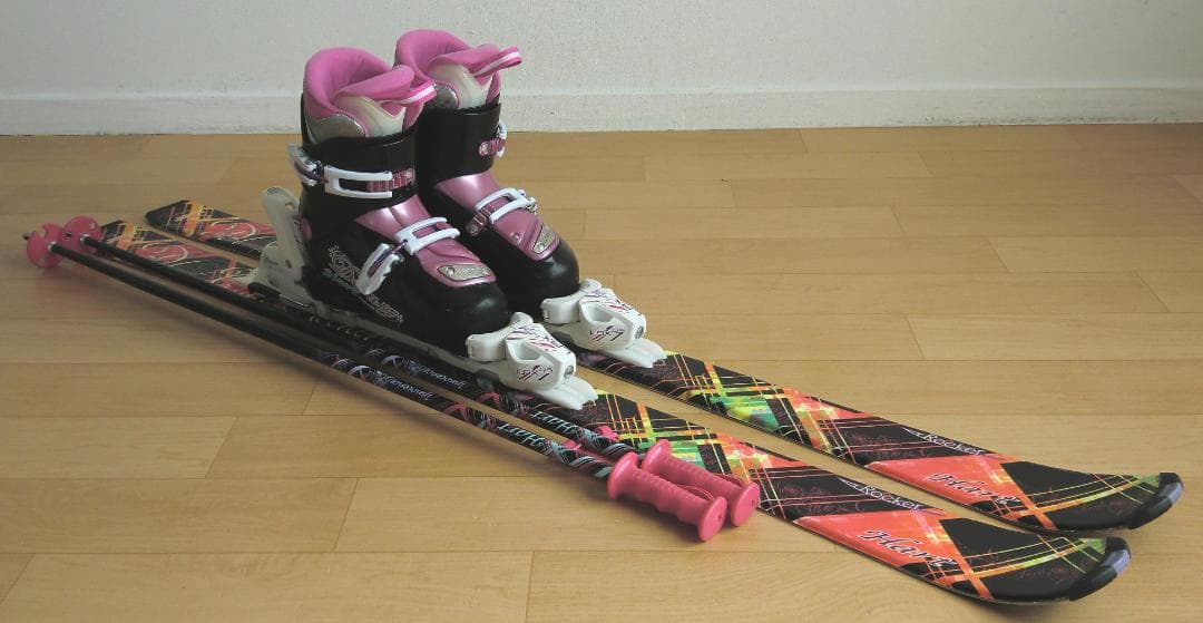 ■■送料無料■ハート■子供用スキーセット■板130/靴23■WAX済■女の子■■