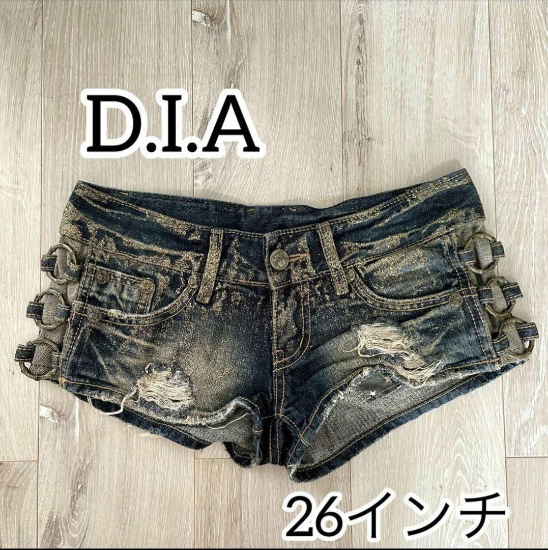 d.i.aショートパンツ デニム ラメ ダイヤ スカル 26インチ