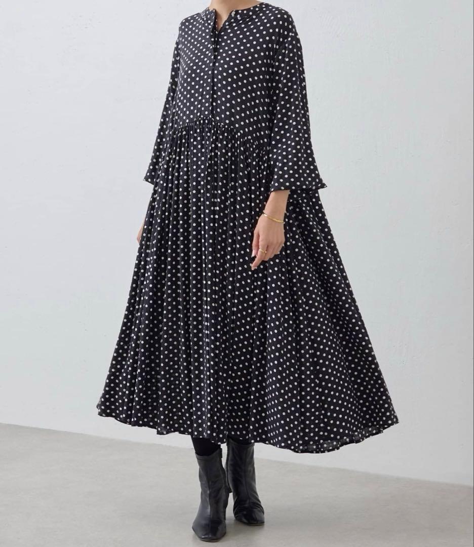 【新品・未使用】BEARDSLEY ドットギャザー　ワンピース　サイズ0