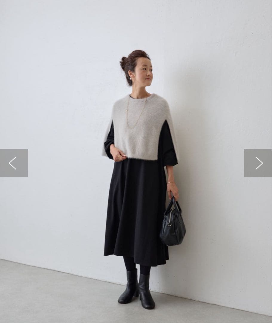 ビアズリー BEARDSLEY ファーニットポンチョ　ライトグレー