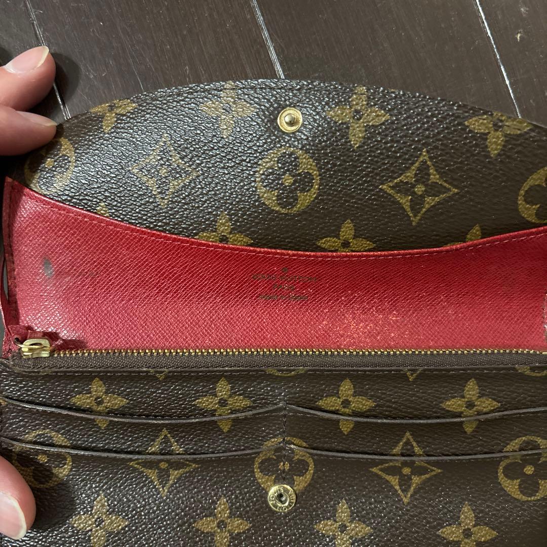 ルイヴィトン モノグラム エミリー 赤ルージュ長財布