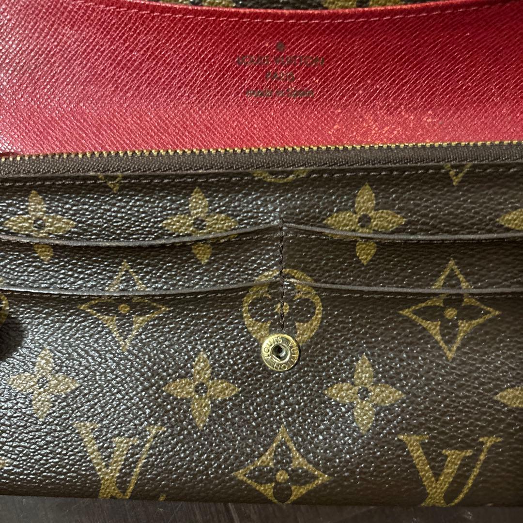 ルイヴィトン モノグラム エミリー 赤ルージュ長財布