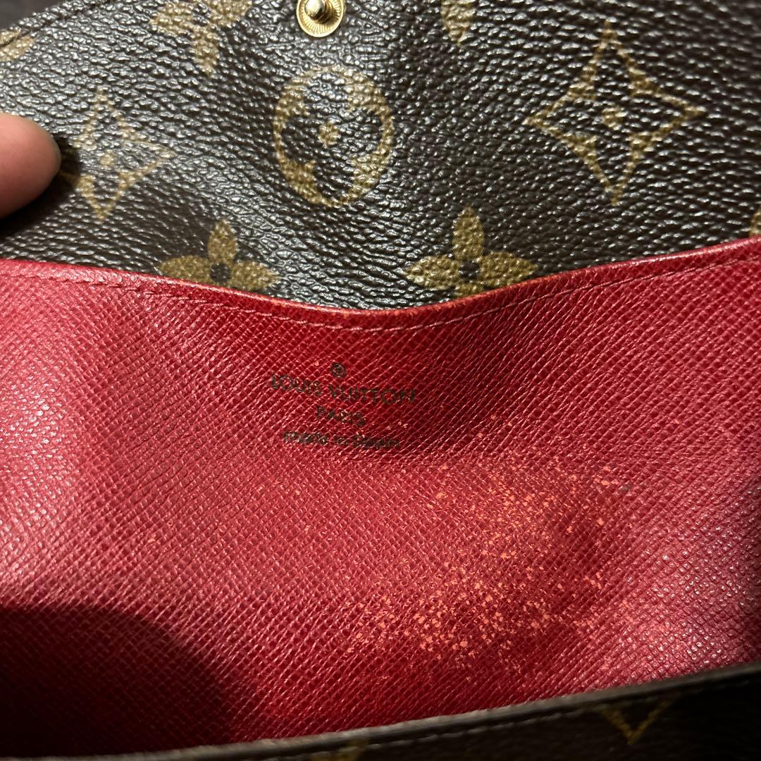 ルイヴィトン モノグラム エミリー 赤ルージュ長財布