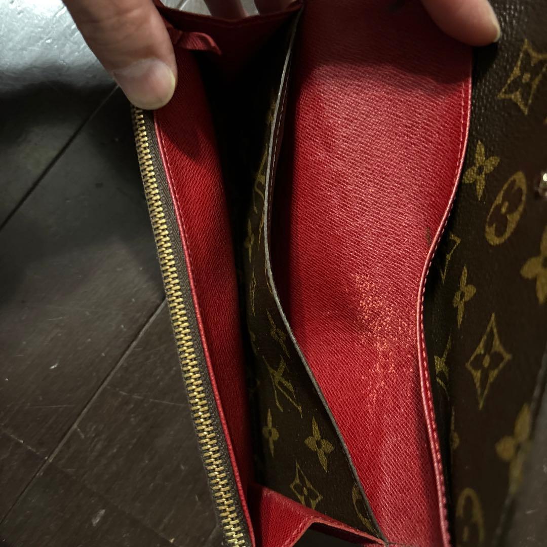 ルイヴィトン モノグラム エミリー 赤ルージュ長財布