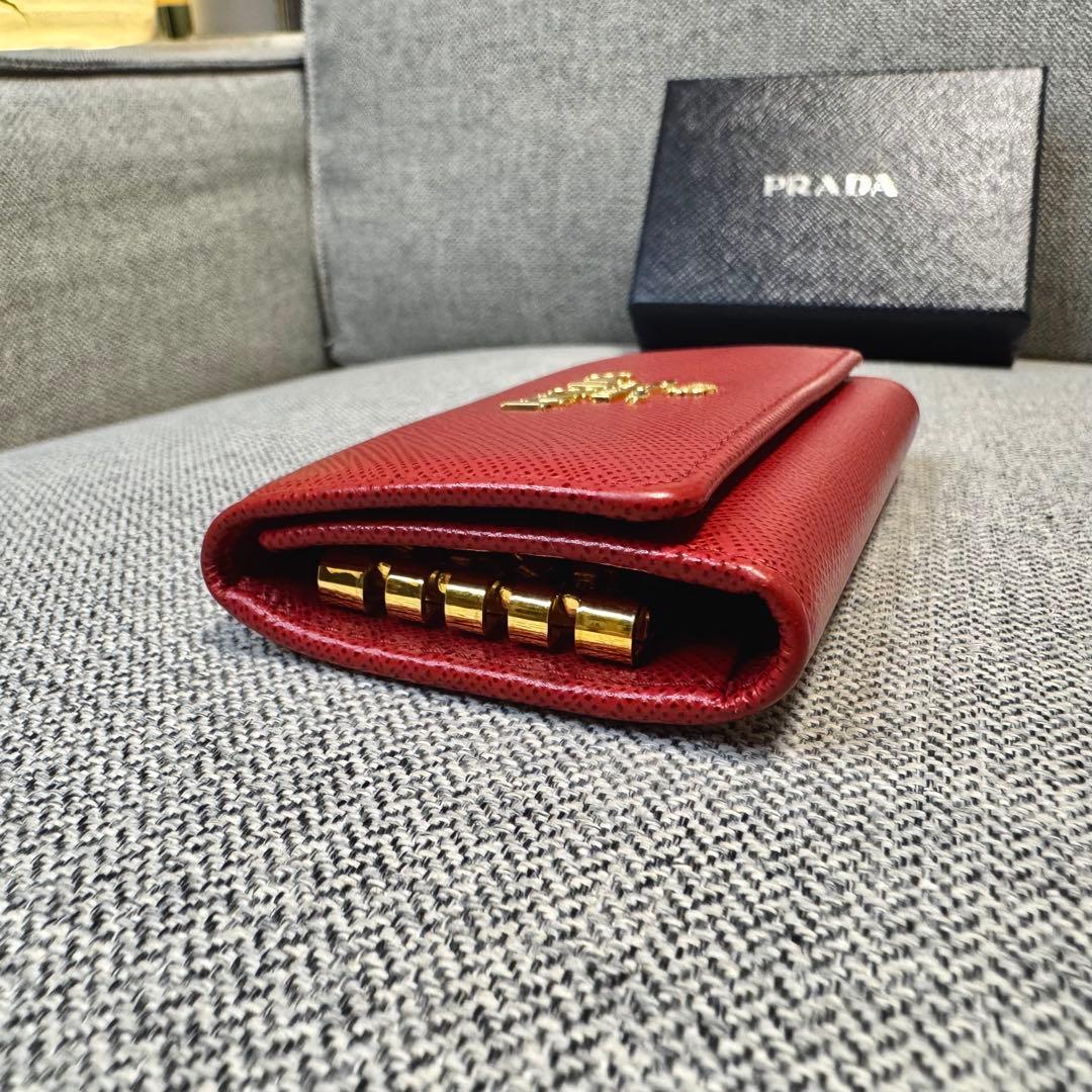 PRADA プラダ キーケース 4連 キーリング付き レッド
