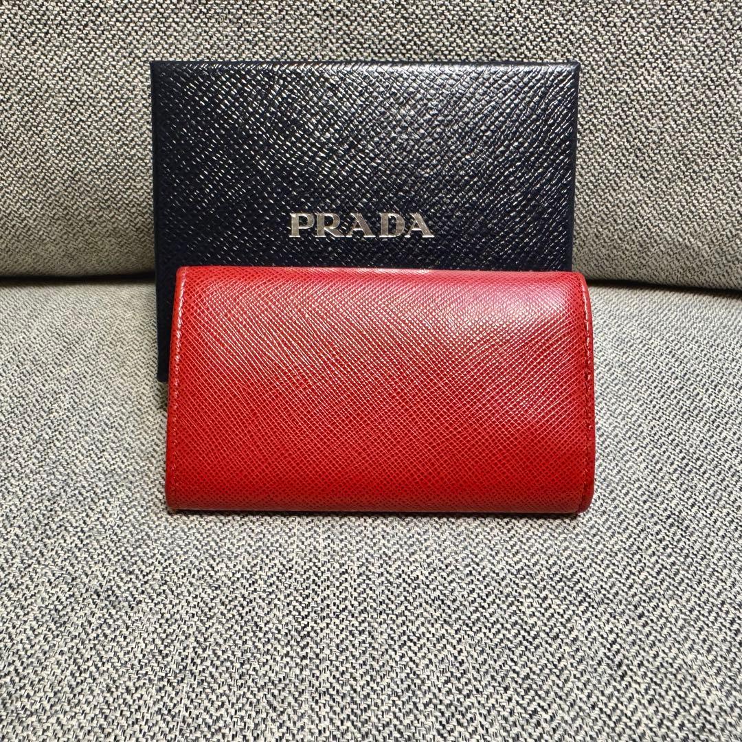 PRADA プラダ キーケース 4連 キーリング付き レッド