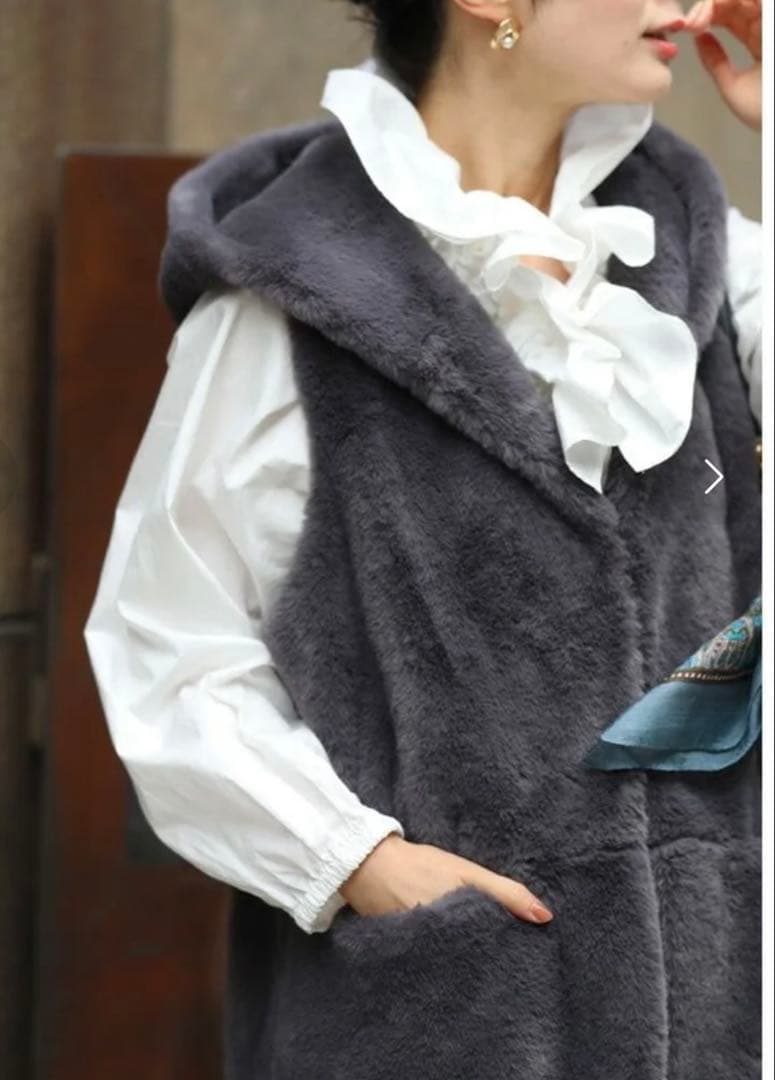 未使用級✨カワイイ CAWAII 憧れの ファーベスト グレー