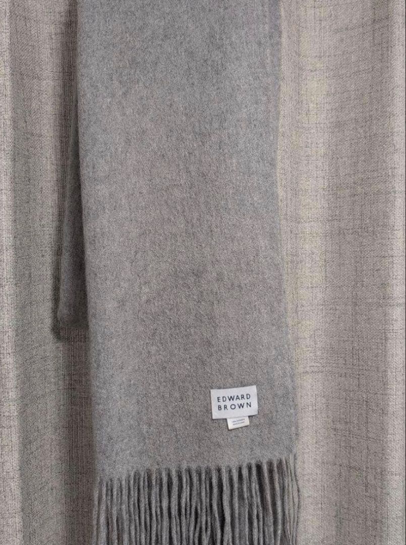 EDWARD BROWN 100%カシミヤ マフラー グレー