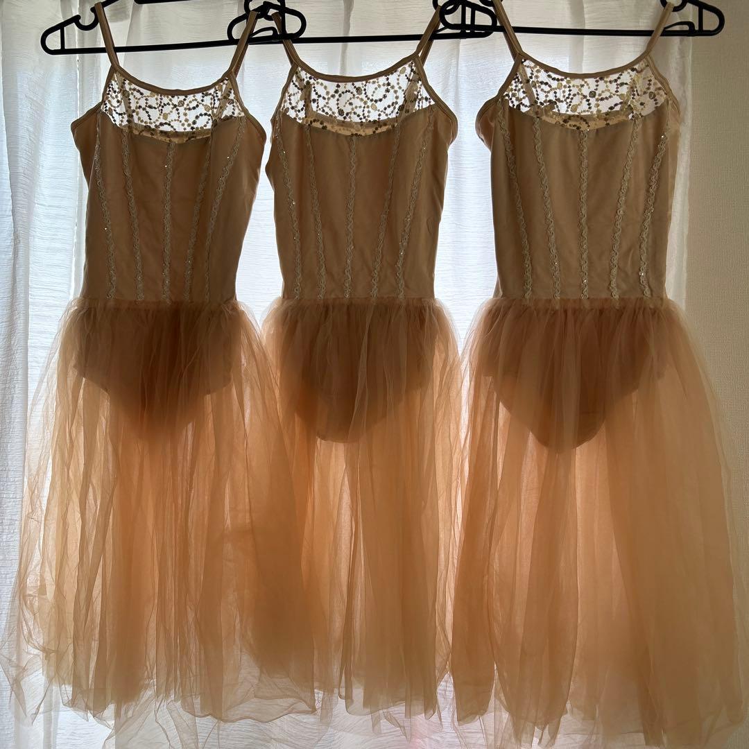 バレエ 衣装 チュニックレオタード ベージュレディース ドレス