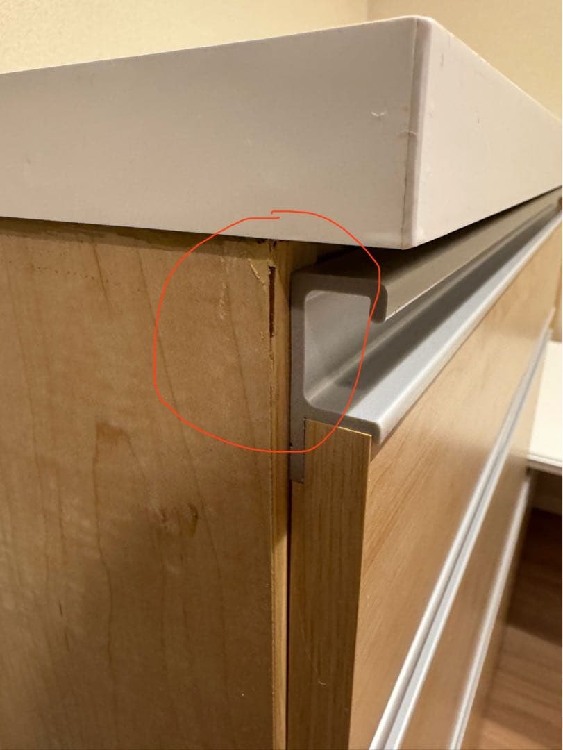 ベルメゾン　キッチンカウンター　木目柄　大理石調天板　120cm