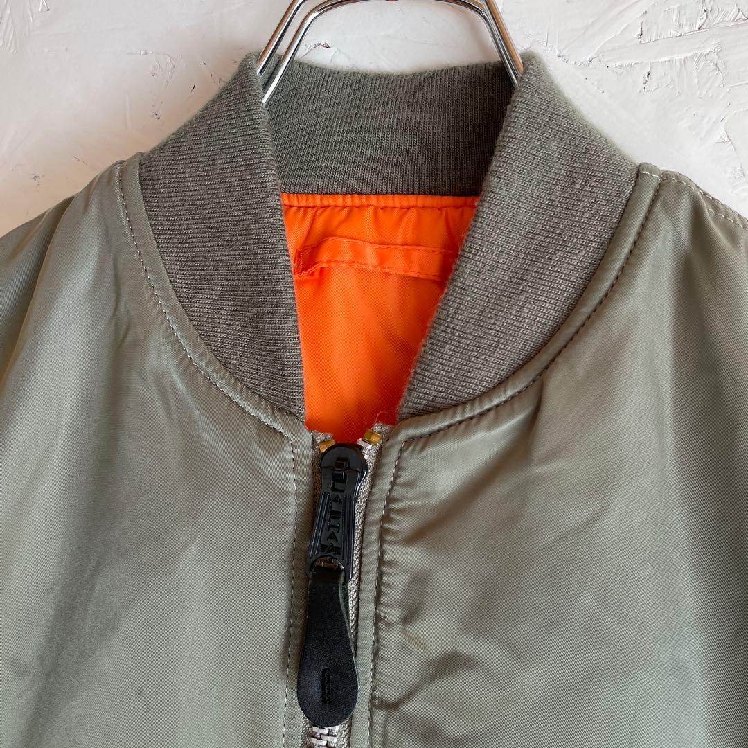 【ALPHA】MA-1 フライトジャケット　中綿ブルゾン　カーキ　S