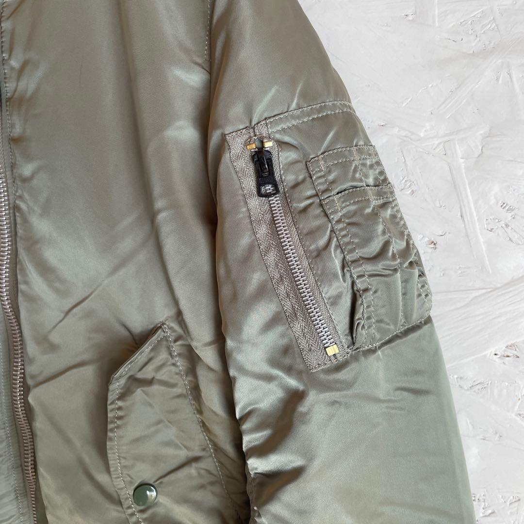 【ALPHA】MA-1 フライトジャケット　中綿ブルゾン　カーキ　S