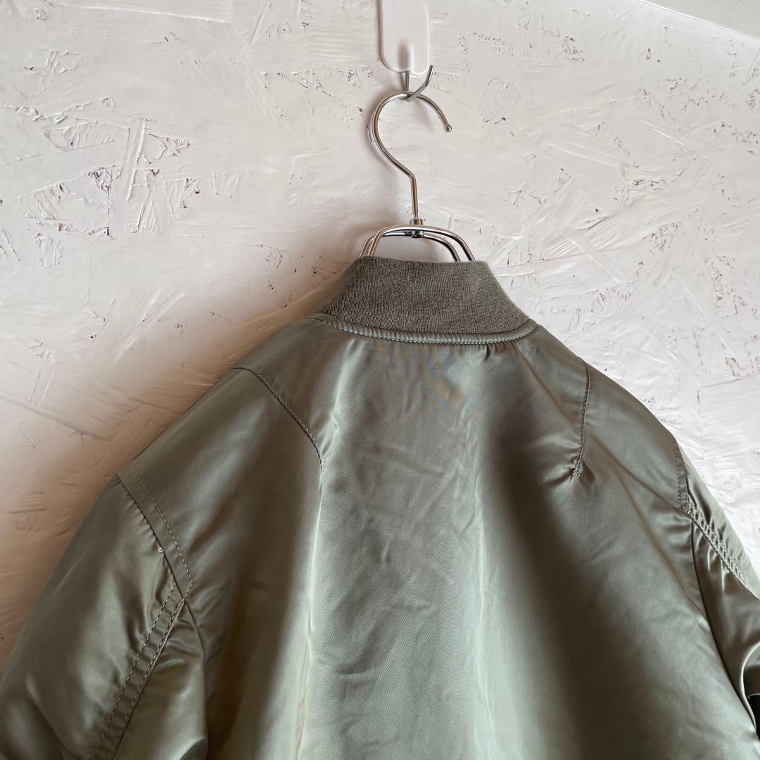 【ALPHA】MA-1 フライトジャケット　中綿ブルゾン　カーキ　S