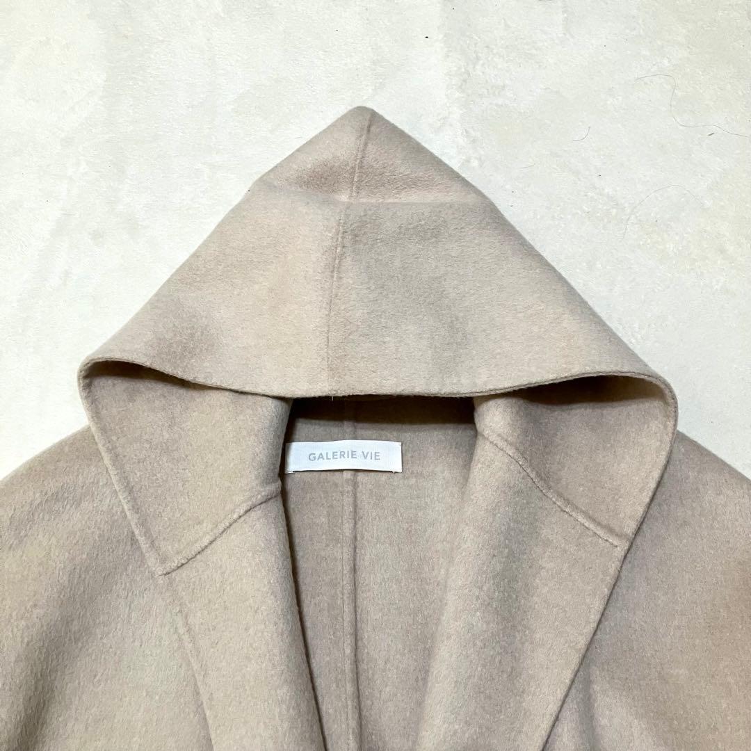 ギャルリーヴィー ダブルフェイス フーデッド リバーコート ライトベージュ 36