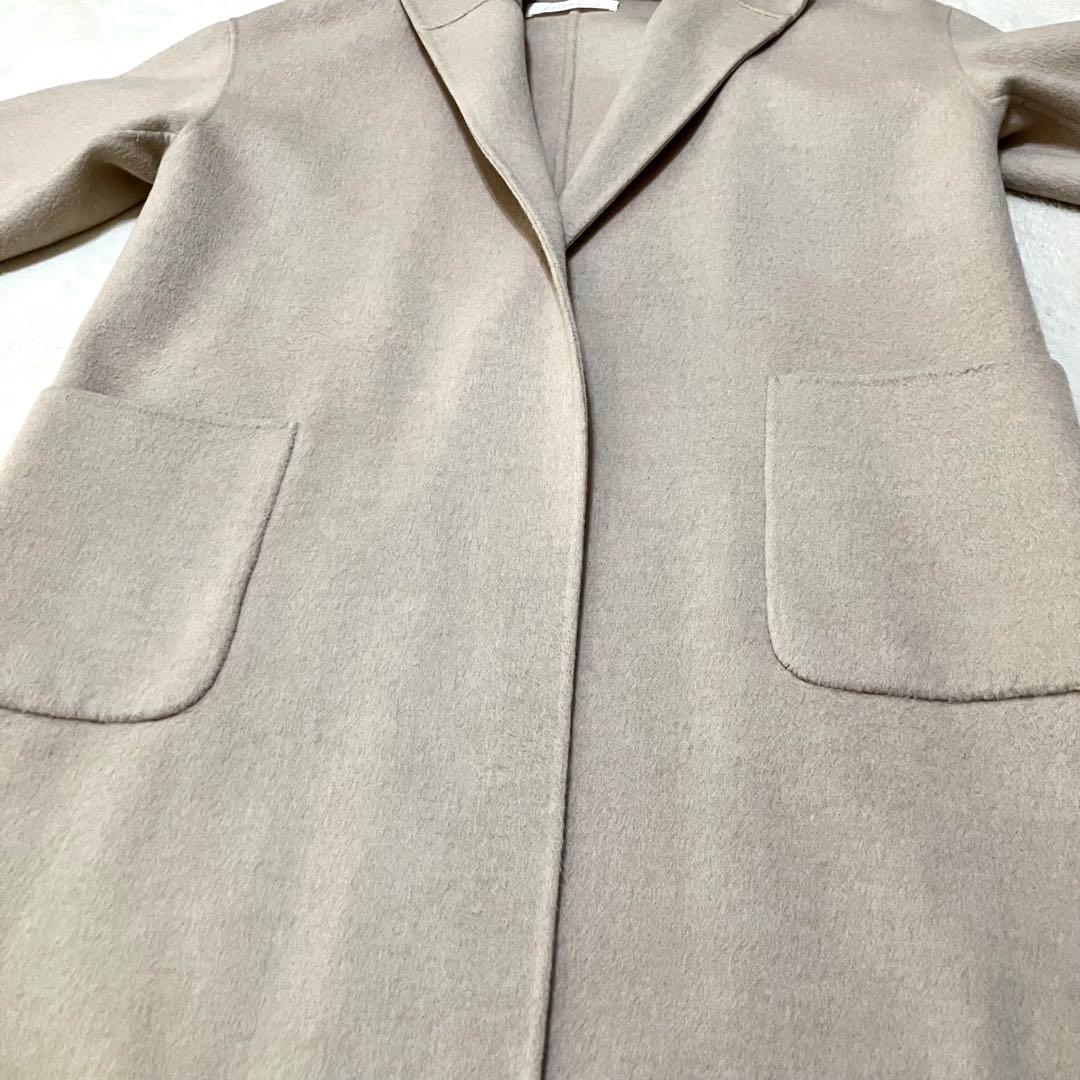 ギャルリーヴィー ダブルフェイス フーデッド リバーコート ライトベージュ 36