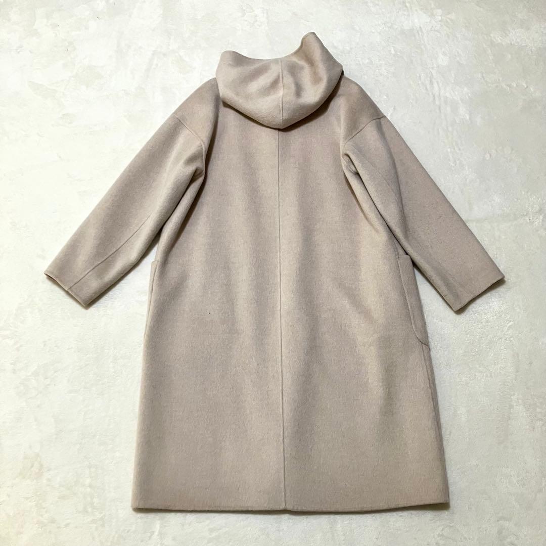 ギャルリーヴィー ダブルフェイス フーデッド リバーコート ライトベージュ 36