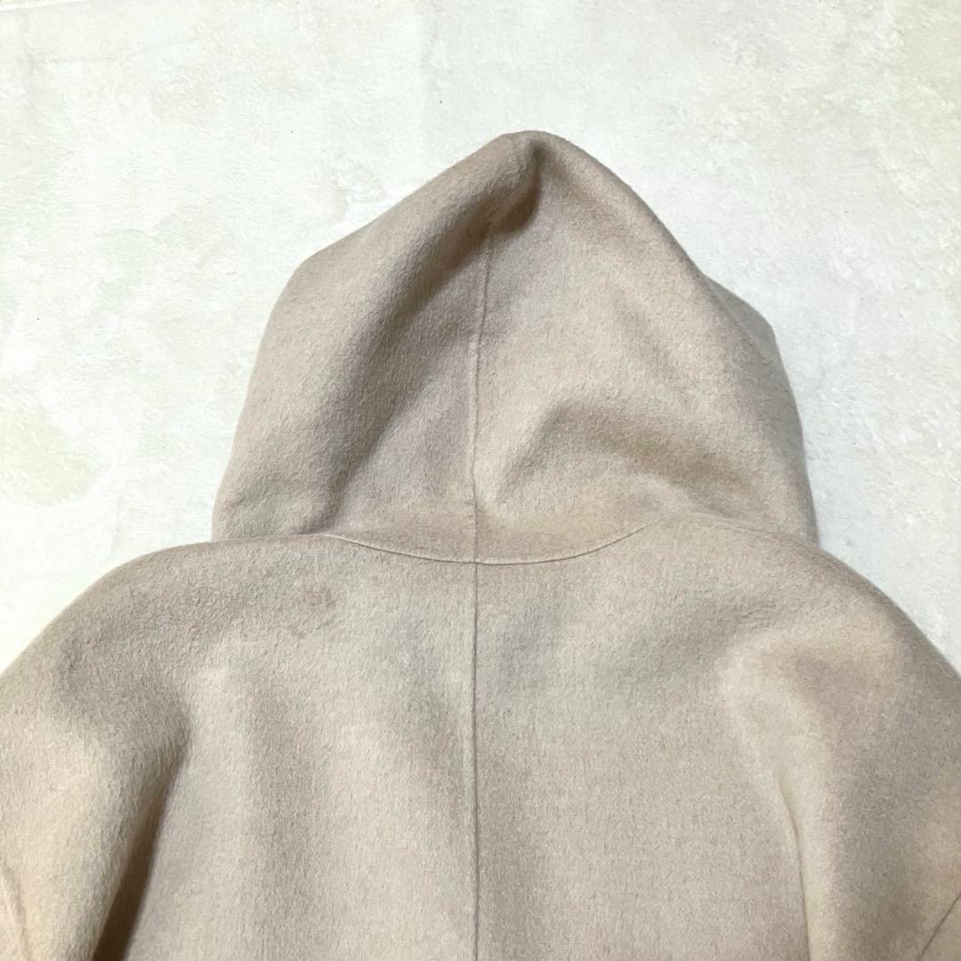 ギャルリーヴィー ダブルフェイス フーデッド リバーコート ライトベージュ 36