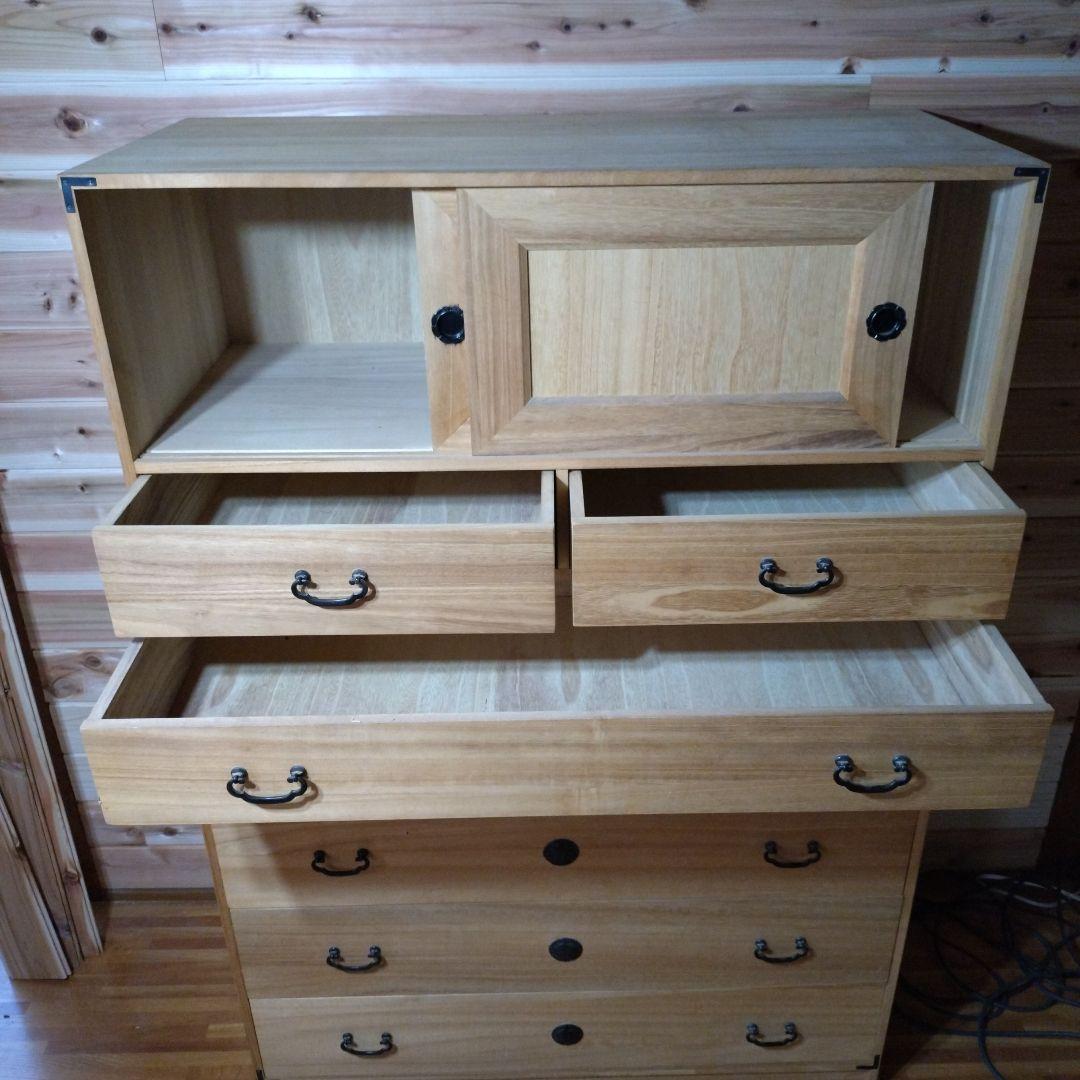 (美品)桐箪笥②上部　木製チェスト 扉付き収納