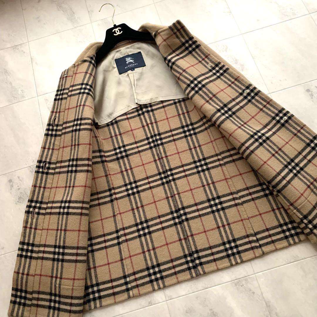 バーバリーロンドン 大きいサイズ 15 カシミヤ混 ダブルフェイス リバーコート