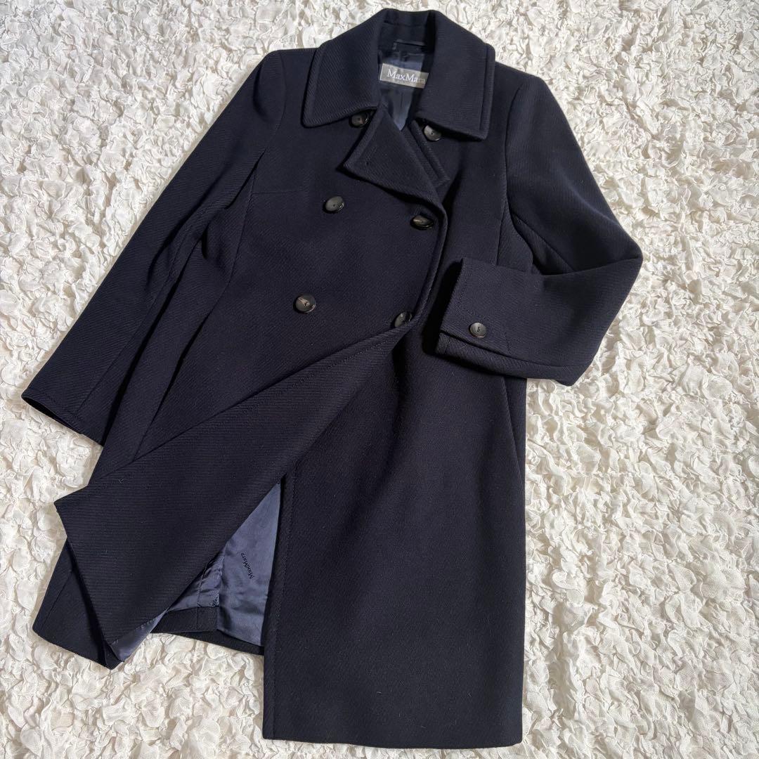 【美品！特価！】MaxMara 銀タグ チェスターコート 比翼 ダブル 濃紺