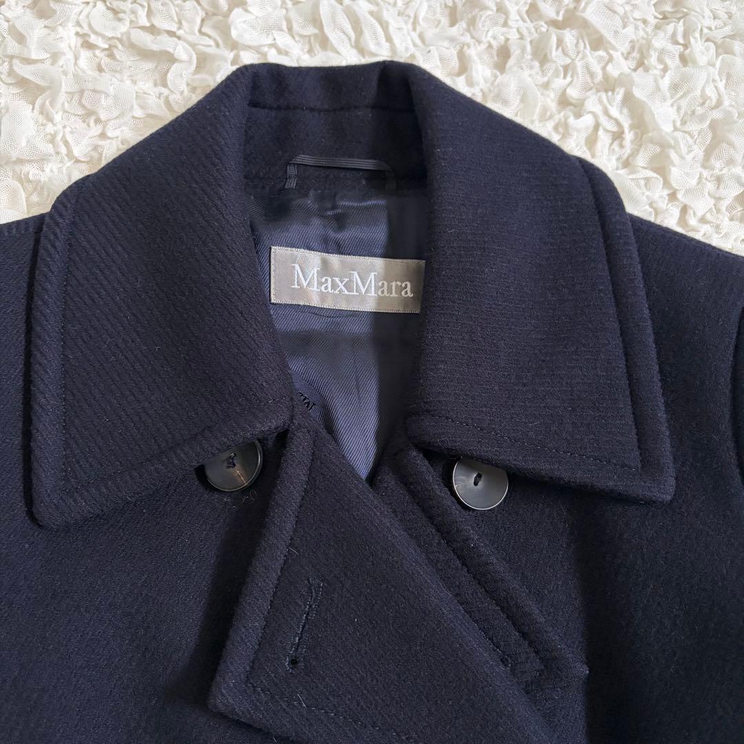 【美品！特価！】MaxMara 銀タグ チェスターコート 比翼 ダブル 濃紺