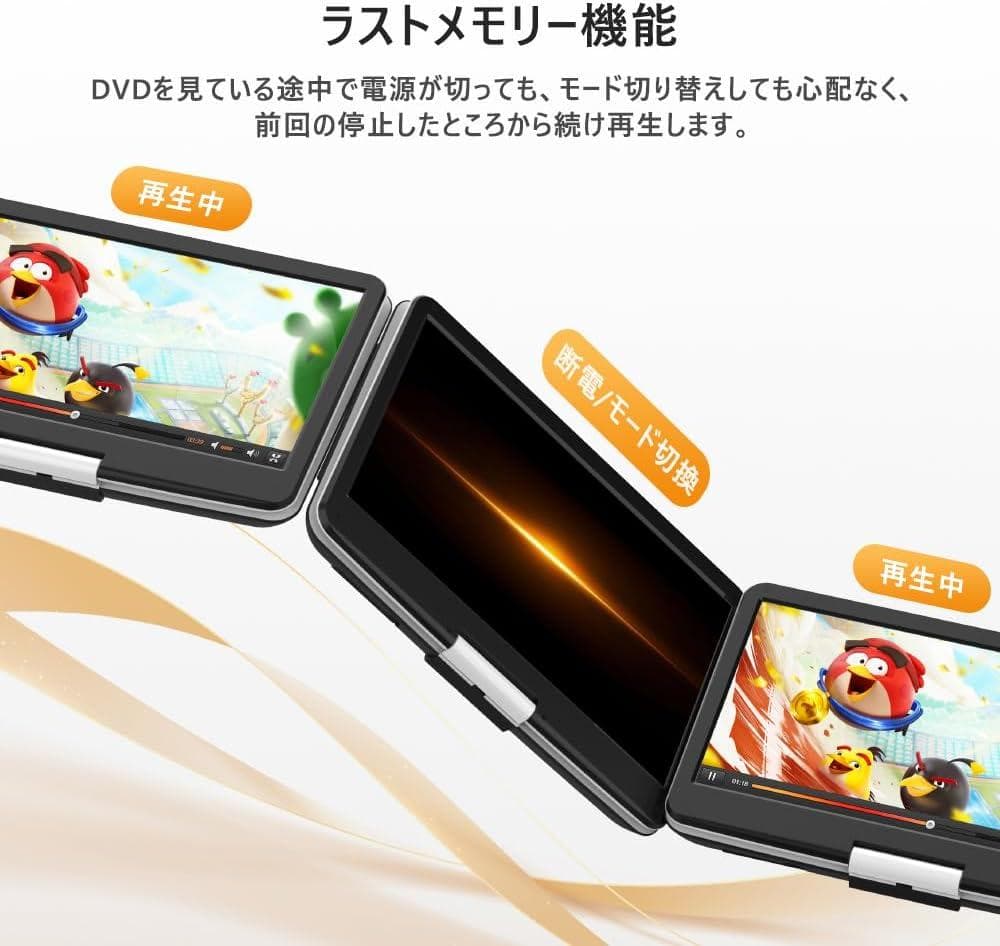 ポータブルdvdプレーヤー 17.9型 14インチ 5000mAh 超大画面 白