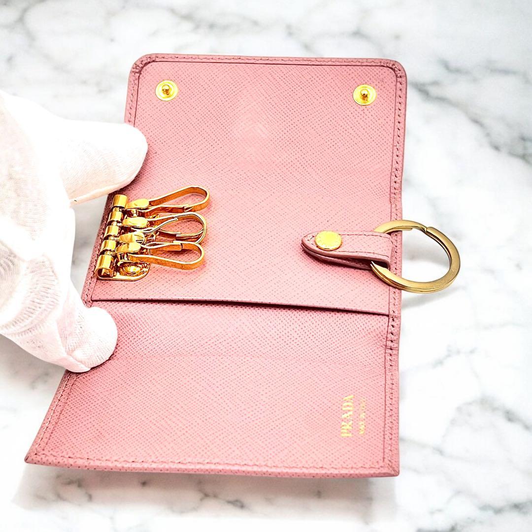 ✨極美品✨PRADA プラダ 4連キーケース サフィアーノレザー ピンク