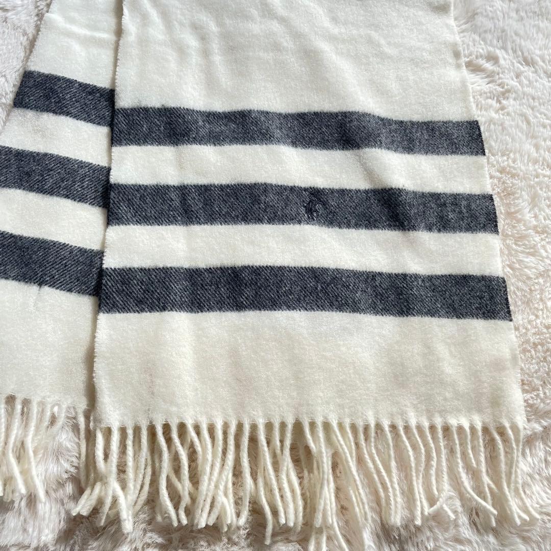 新品未使用　タグ付き　ポロラルフローレン　イタリア製　ウールマフラー　ポニー　白