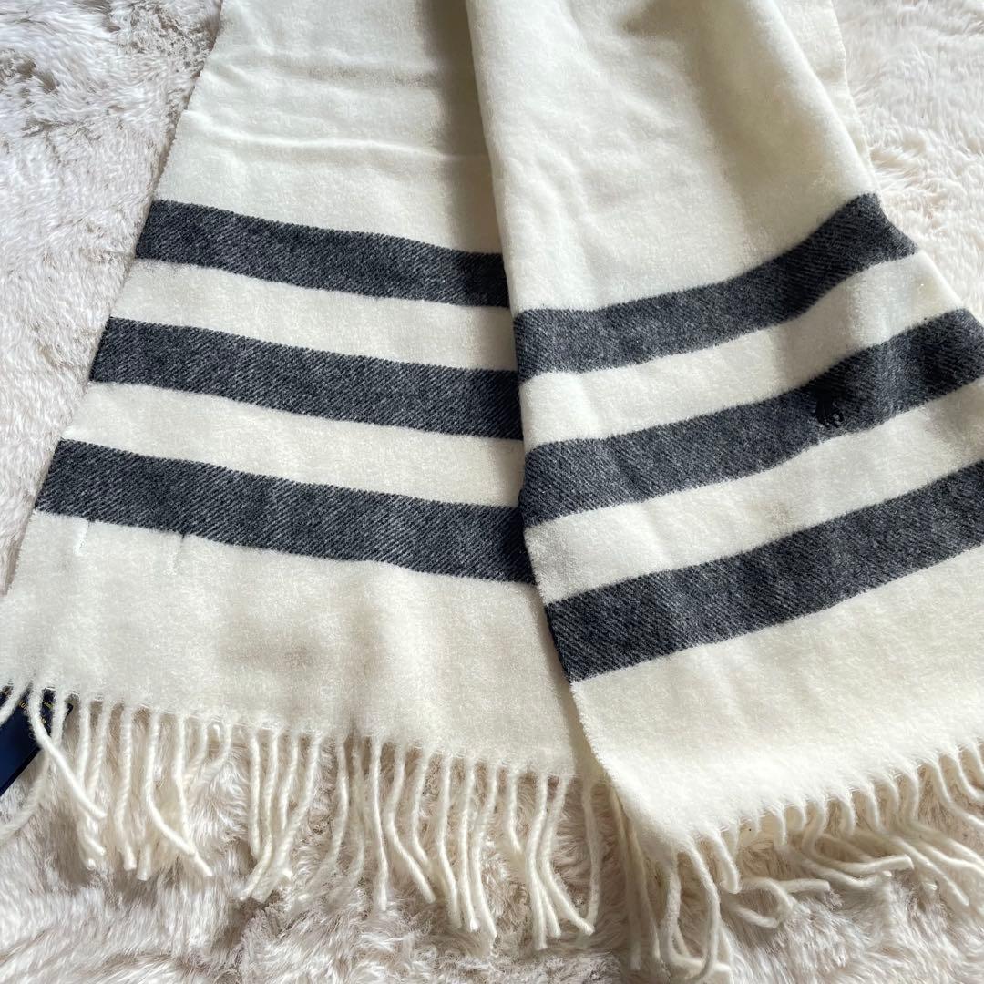 新品未使用　タグ付き　ポロラルフローレン　イタリア製　ウールマフラー　ポニー　白