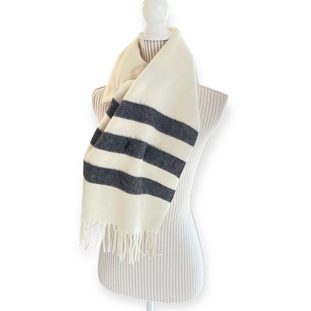 新品未使用　タグ付き　ポロラルフローレン　イタリア製　ウールマフラー　ポニー　白