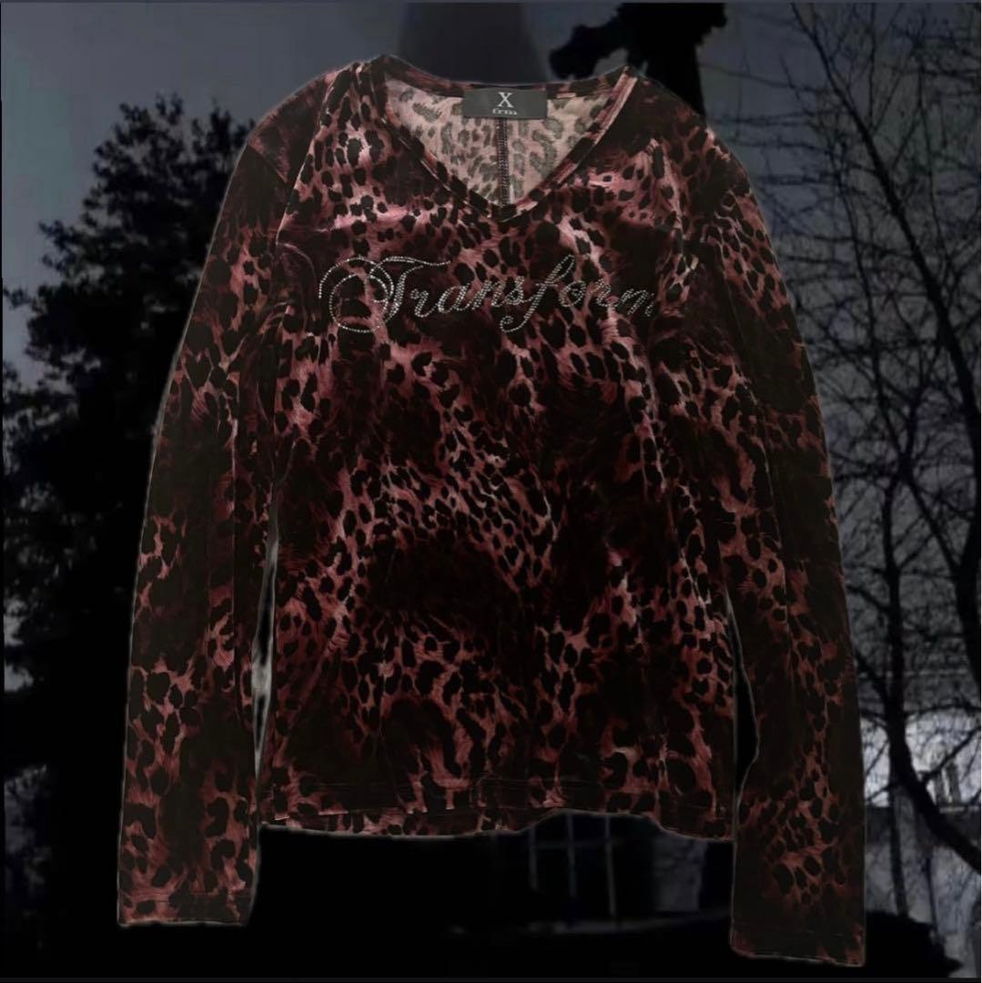 レオパード ロンt ラメ ベロア y2k 英字 平成 お兄系 V系